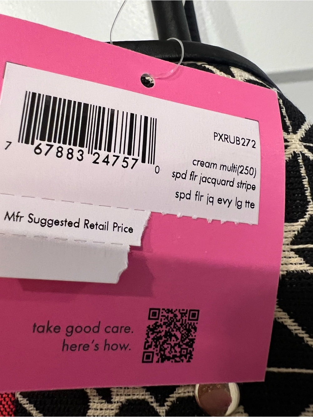 kate spade (Rare) Black & Cream spade floral Tote with Red Center Stripe - Picture 5 of 16